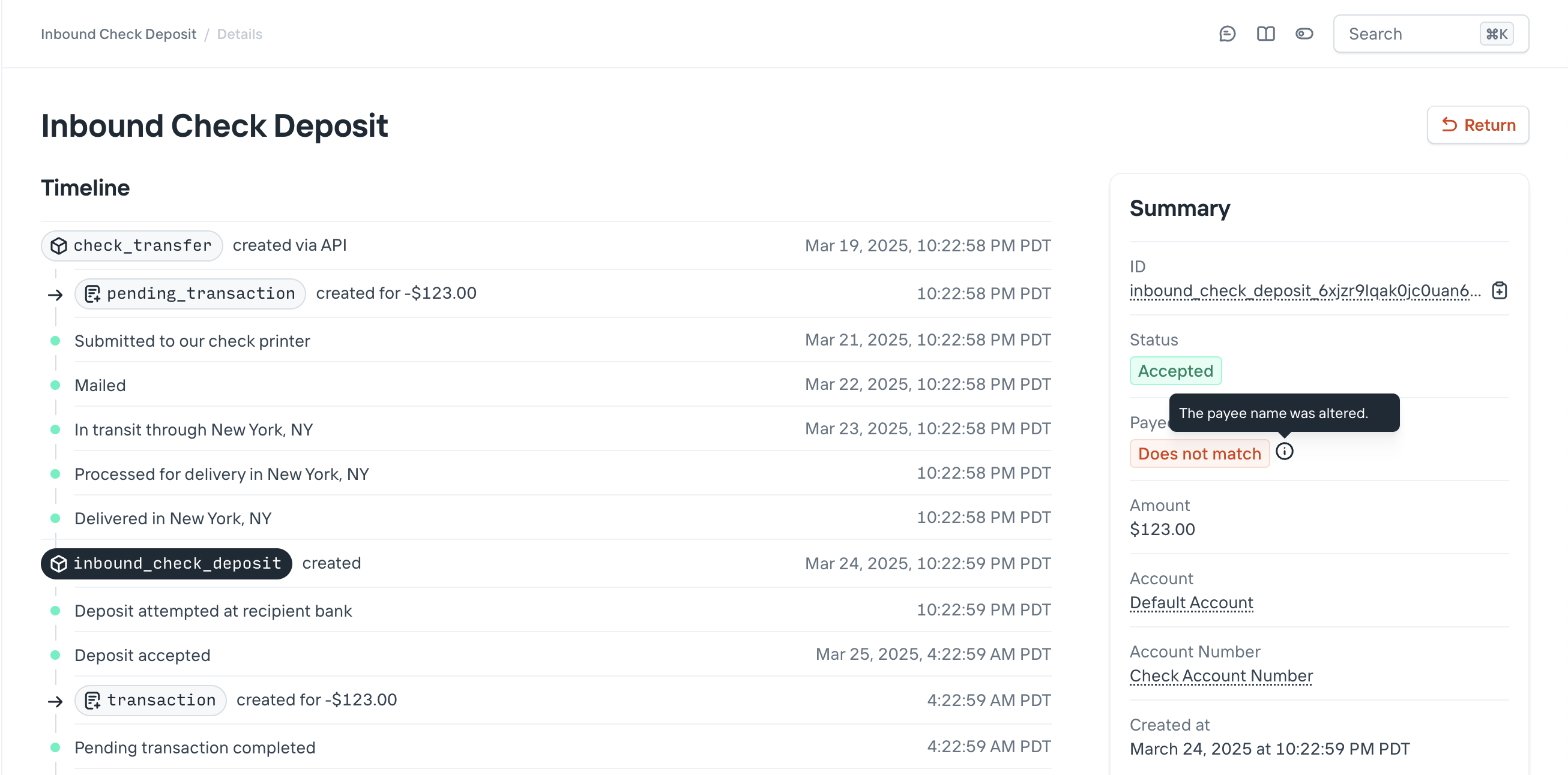 Increase dashboard showing positive pay